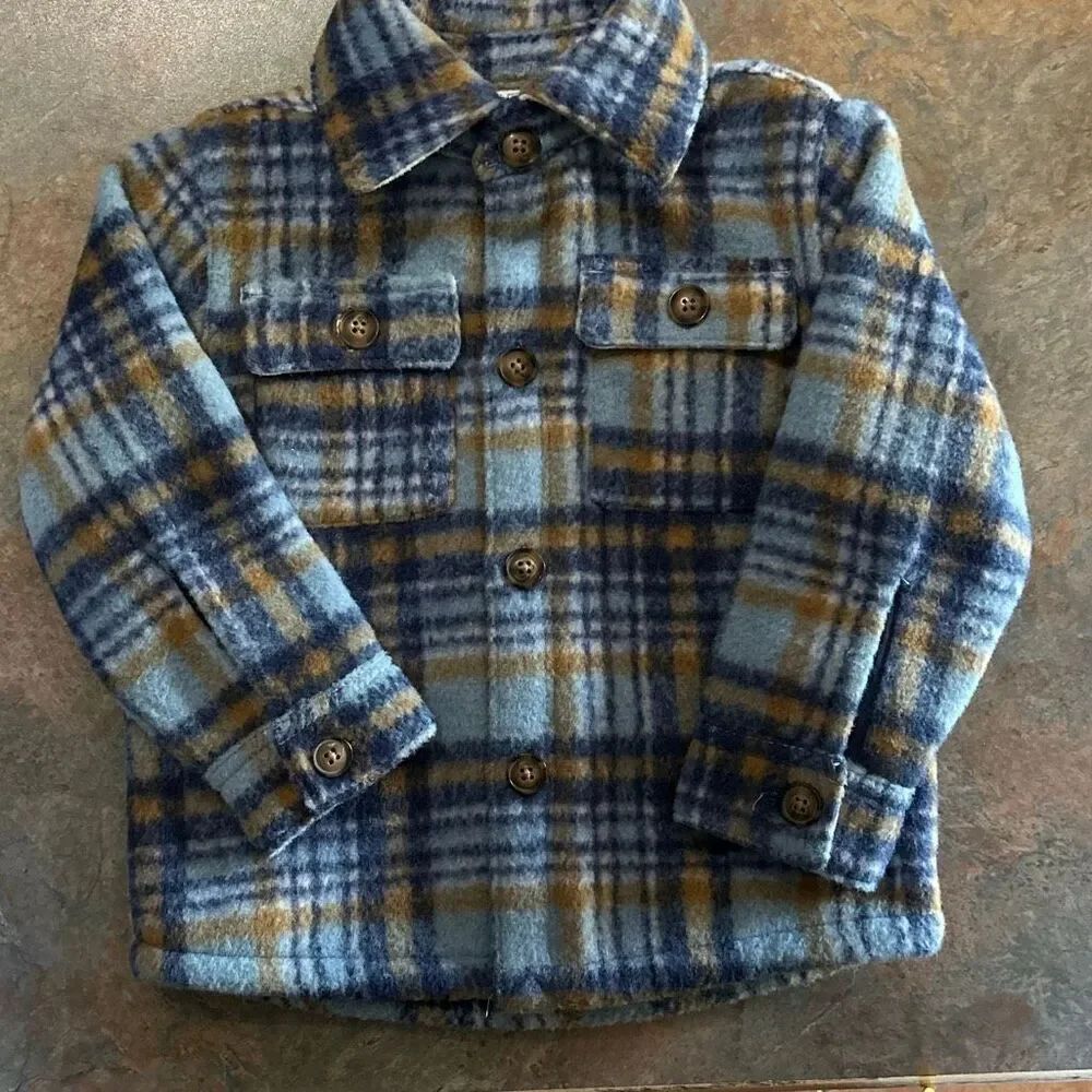 Carter’s Blue Plaid Shacket 2T NWT Lined Shirt Jacket